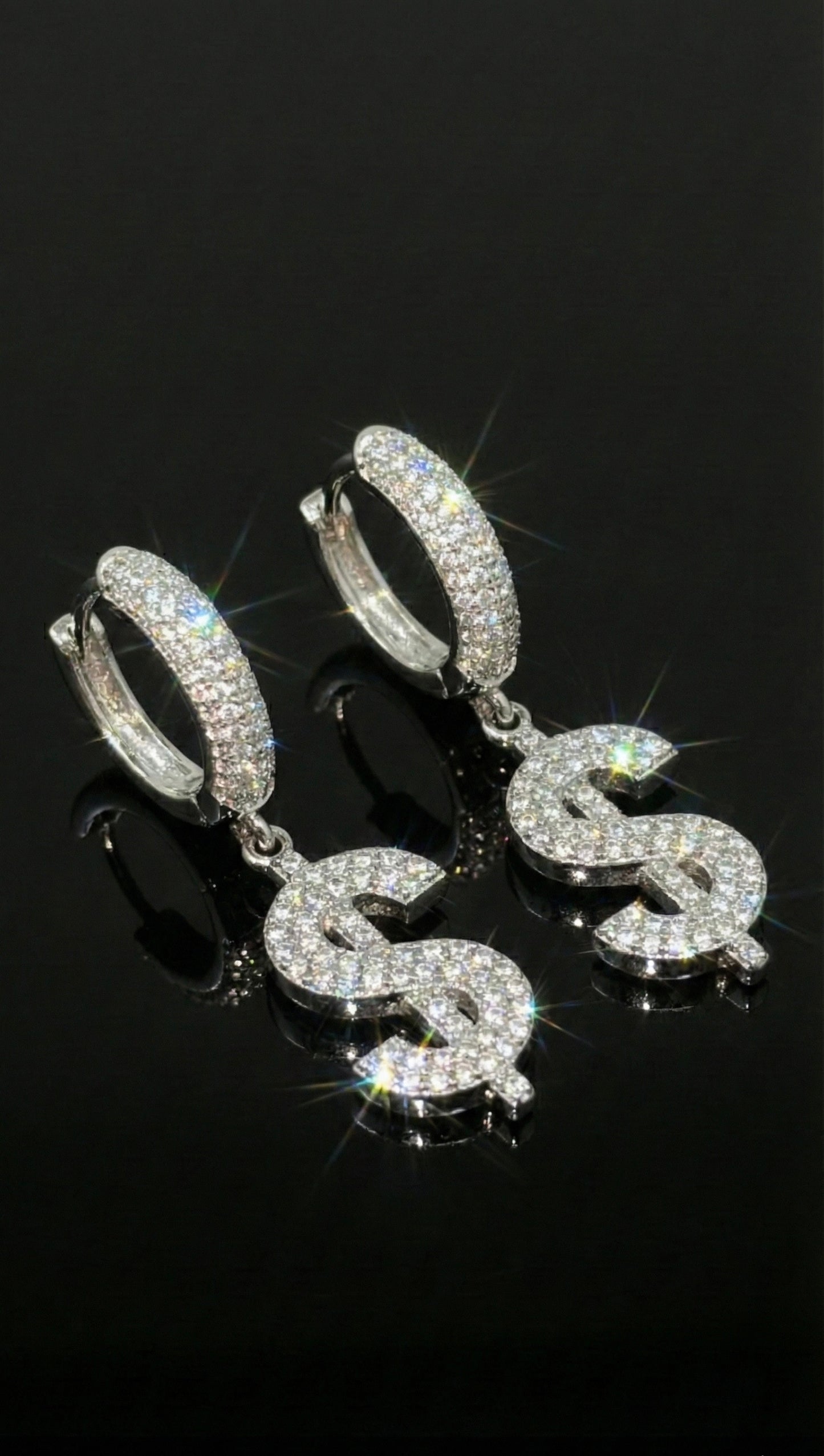 Moissanite Dollar Sign Hoop Earrings