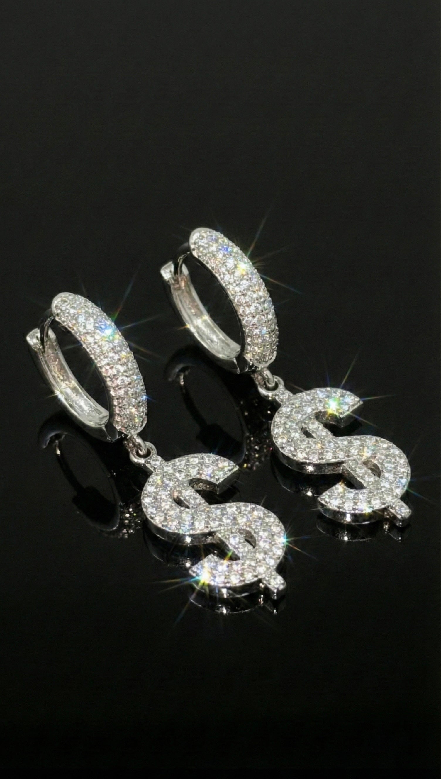 Moissanite Dollar Sign Hoop Earrings