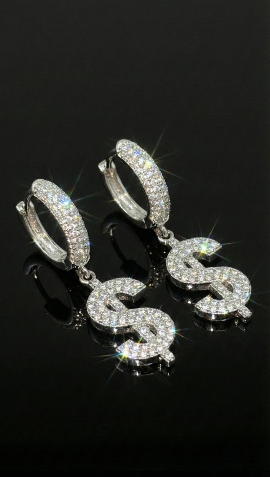 Moissanite Dollar Sign Hoop Earrings
