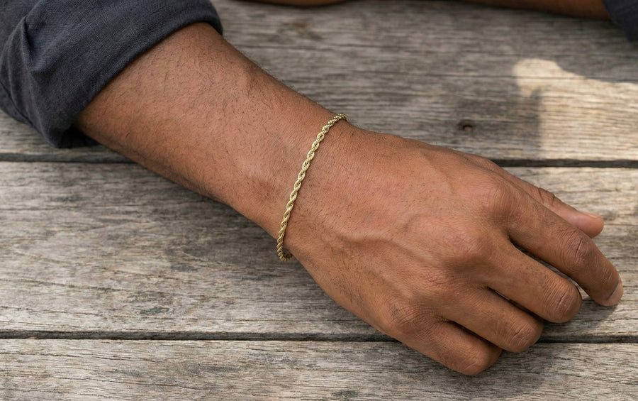 3mm Rope Bracelet in 18K Yellow Gold
