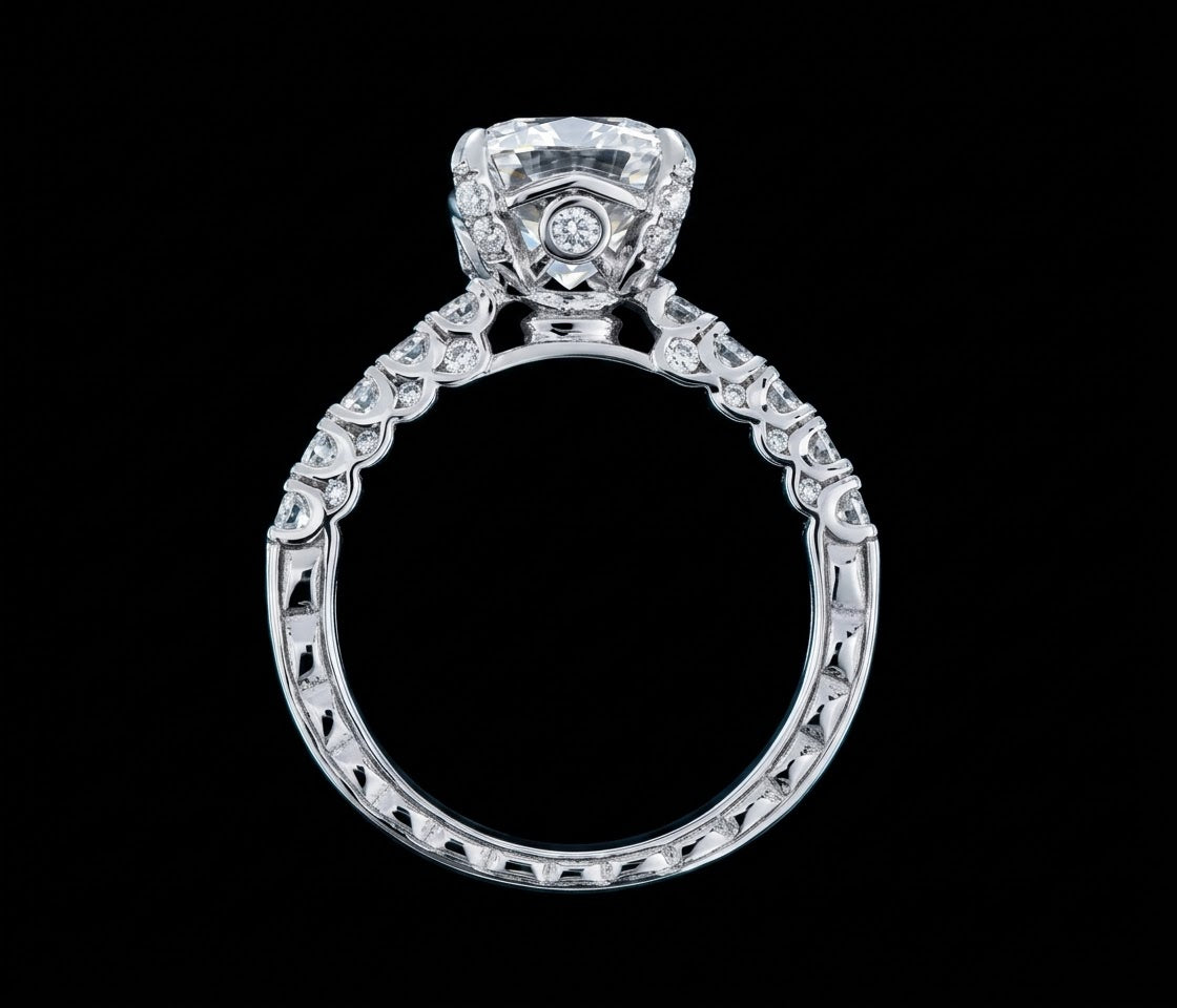7.7ct Cushion Cut Moissanite Bridal Set