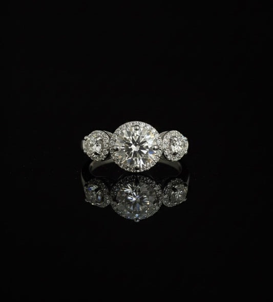 Tri stone Moissanite wedding/promise Ring