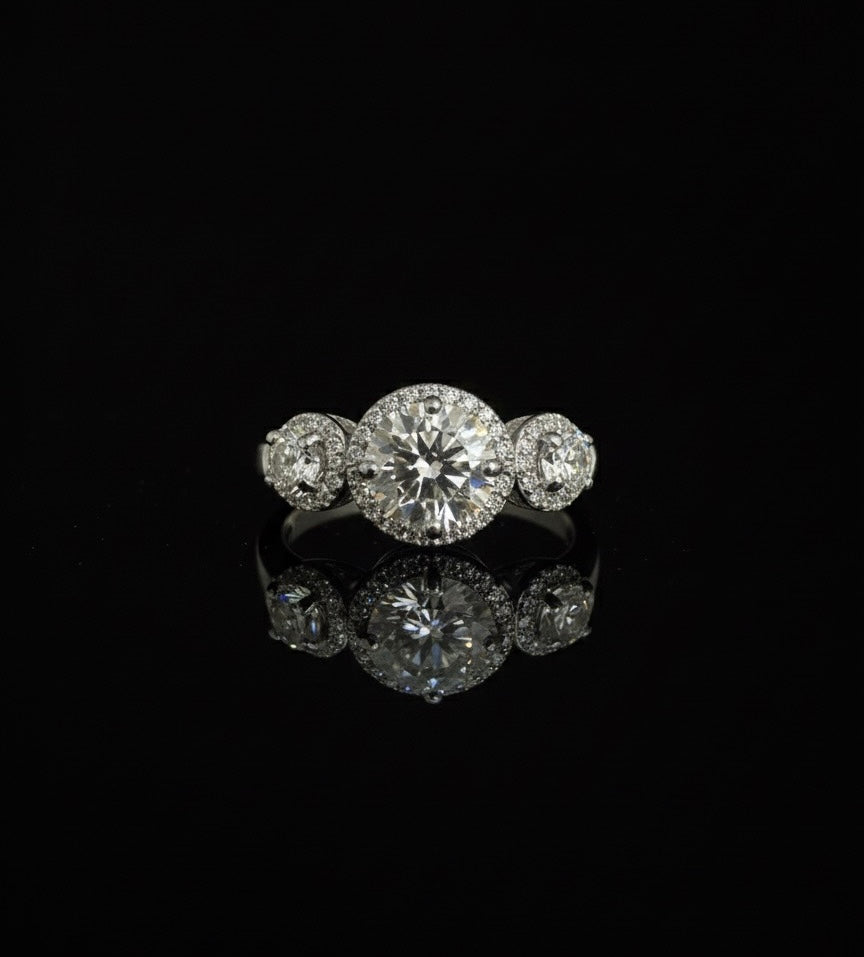 Tri stone Moissanite wedding/promise Ring