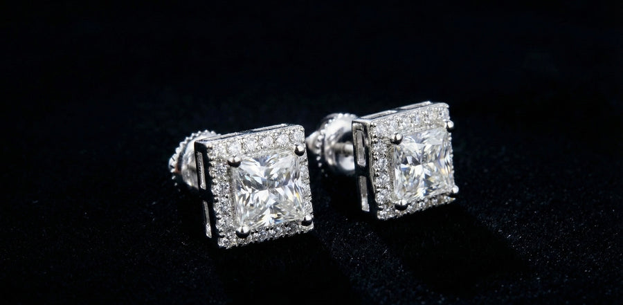 1ct princess cut Square Moissanite Earrings