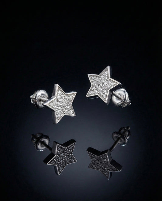 Small 5 Point Star Moissanite Stud Earrings