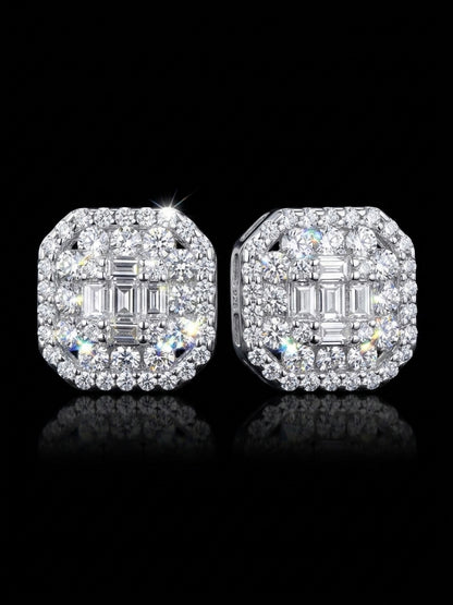 Moissanite Cube Square Baguette Earrings
