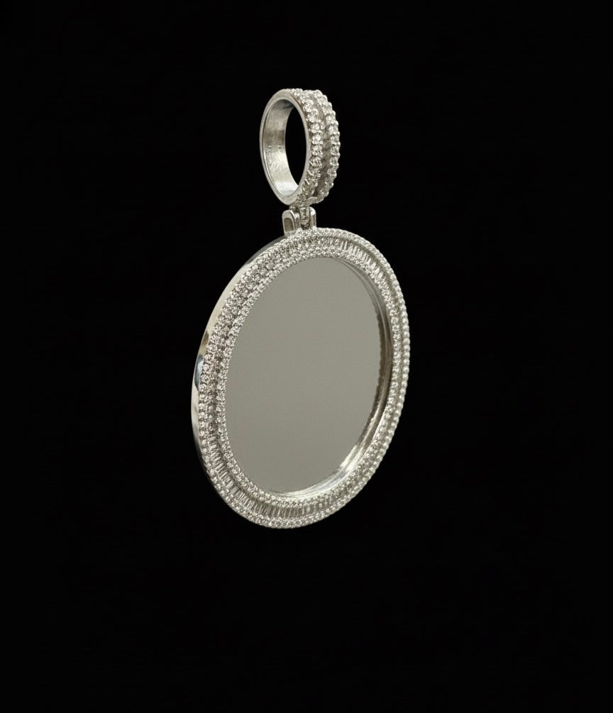 Moissanite Baguette Picture Frame Pendant