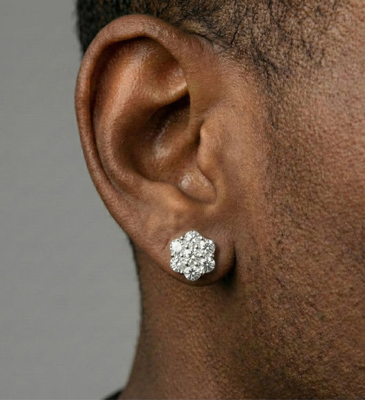 9MM Flower Cluster Moissanite Earrings