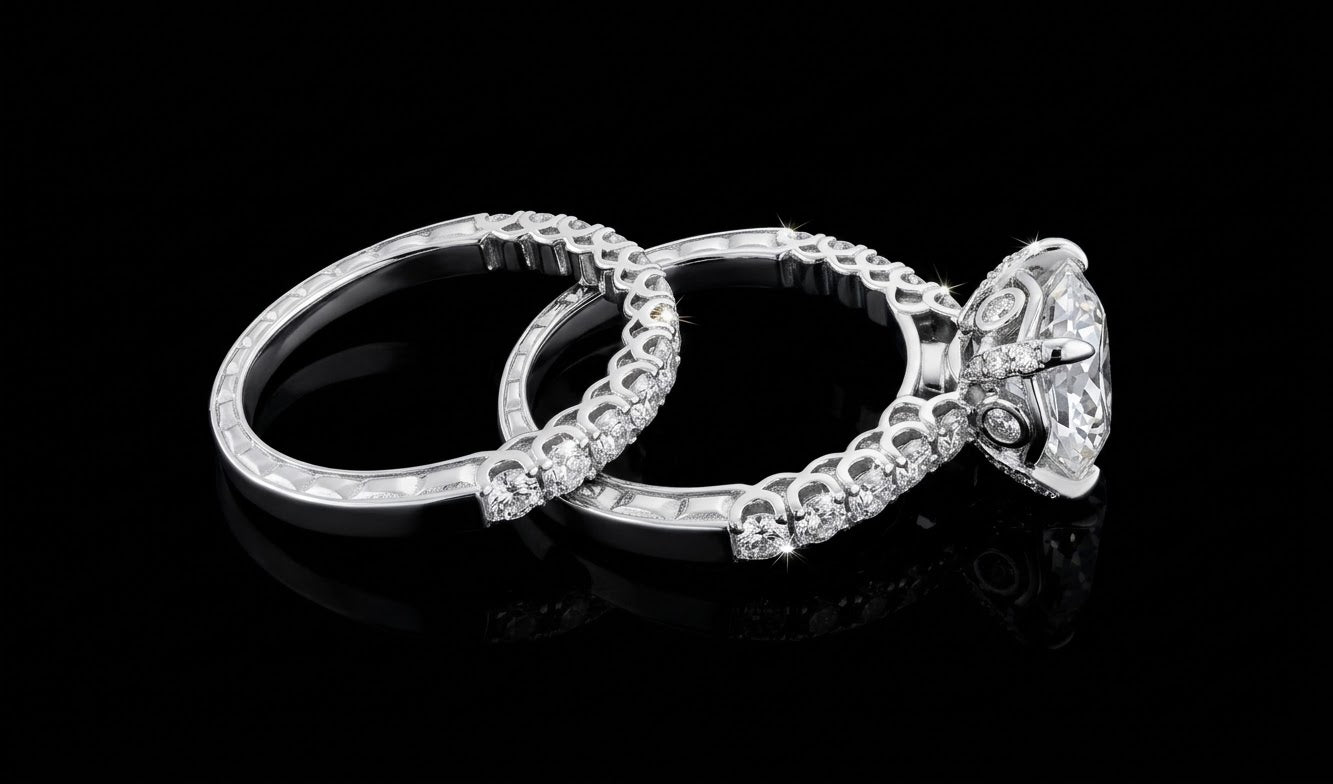 7.7ct Cushion Cut Moissanite Bridal Set