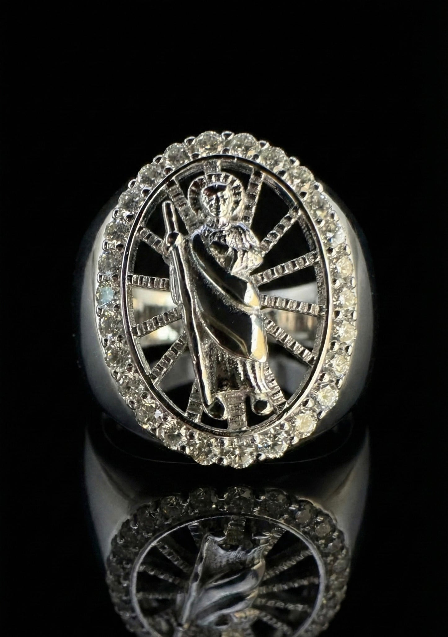 Saint Jude Moissanite Ring
