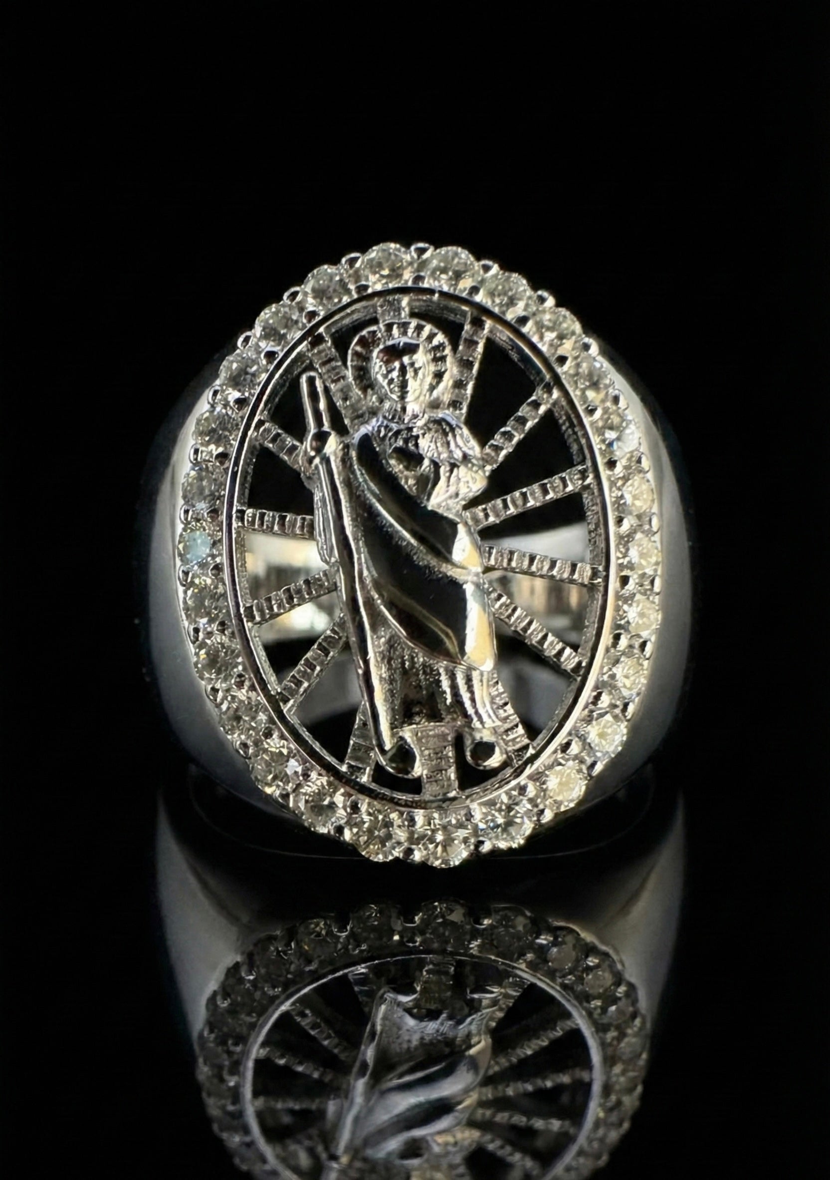 Saint Jude Moissanite Ring