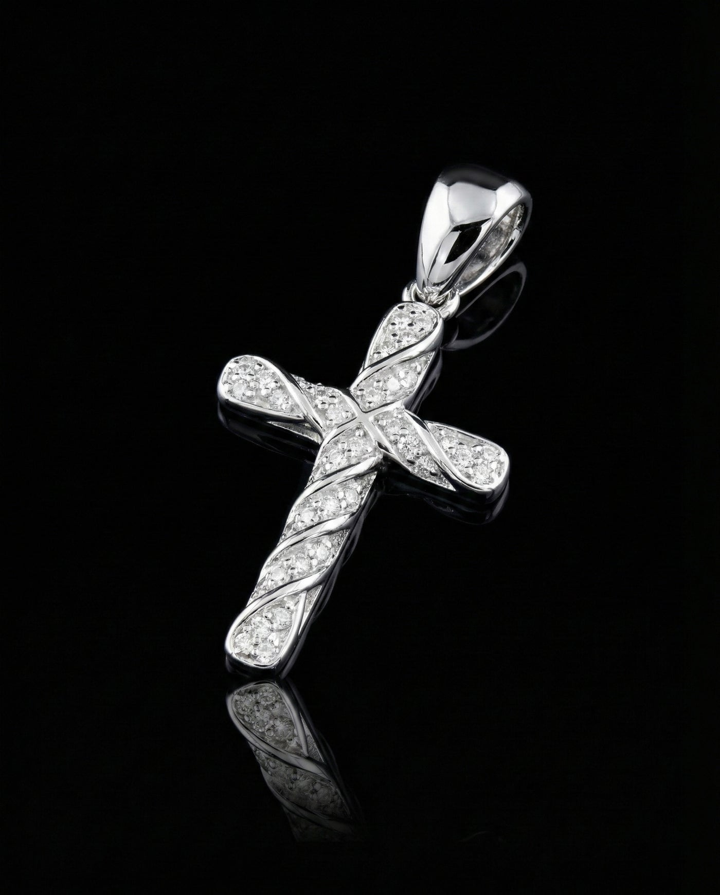Iced Twisted Moissanite Cross Pendant