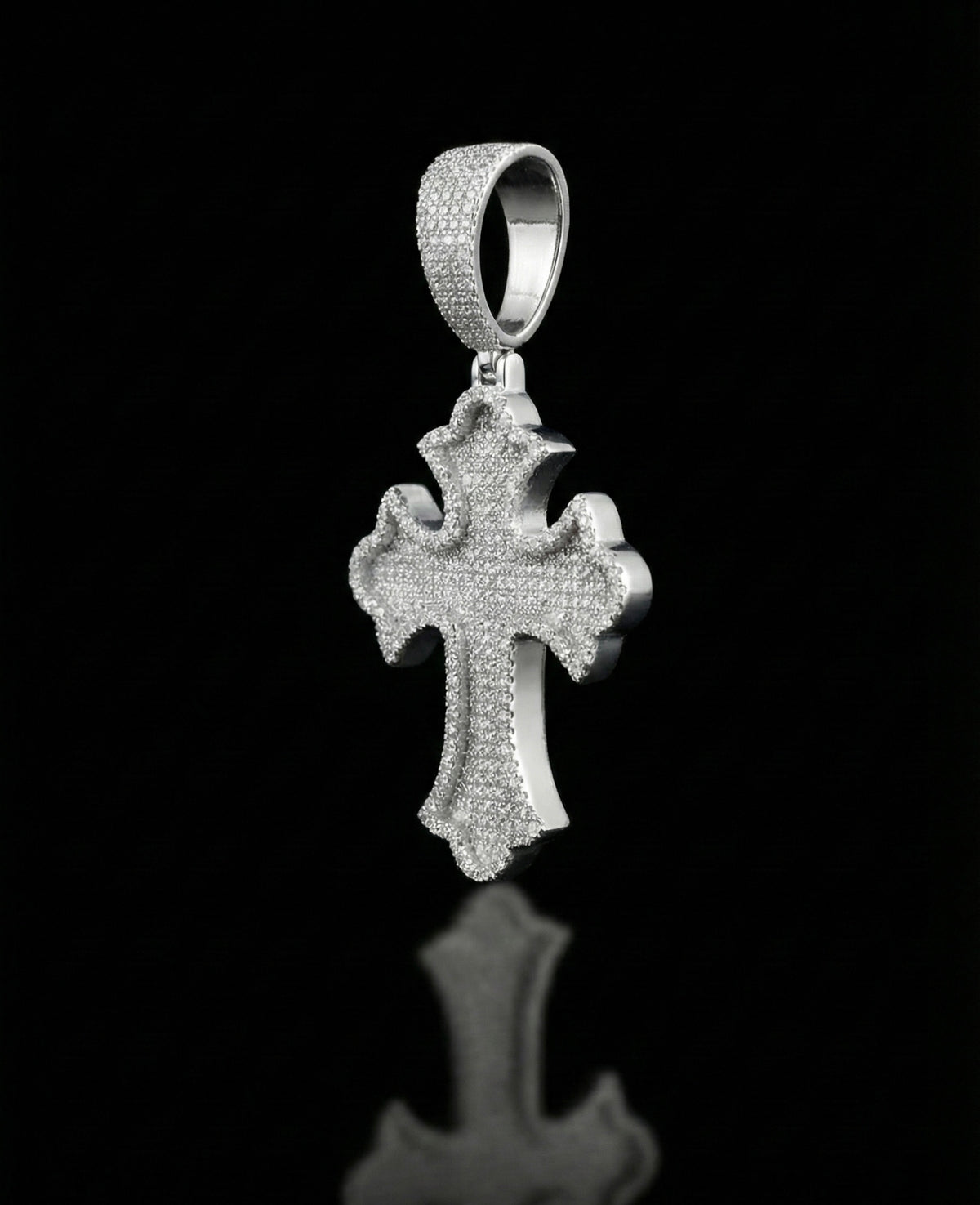Moissanite Iced Out Flared Cross Pendant