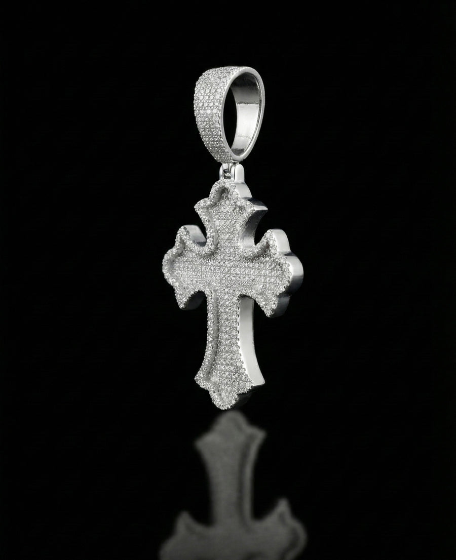 Moissanite Iced Out Flared Cross Pendant