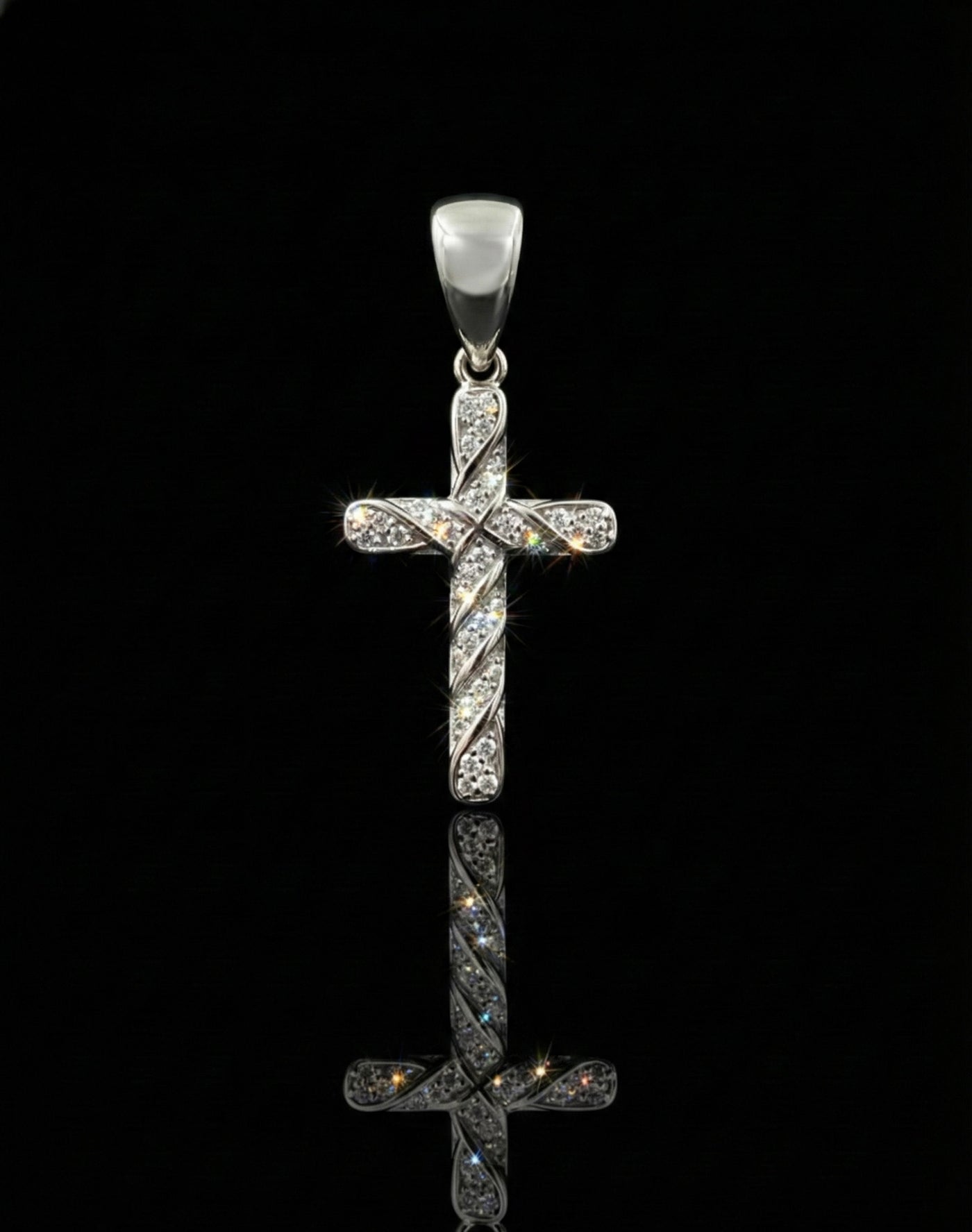 Iced Twisted Moissanite Cross Pendant