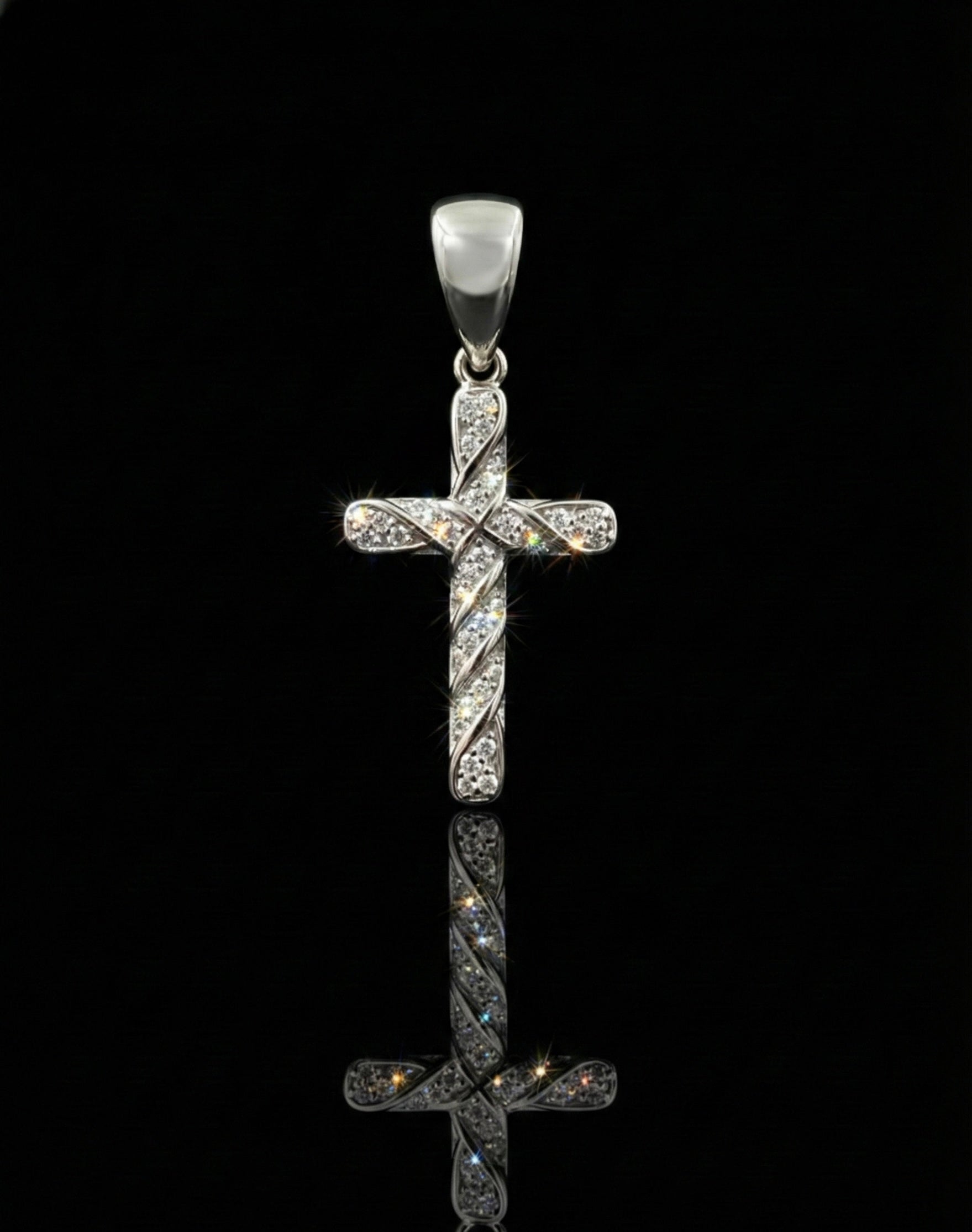 Iced Twisted Moissanite Cross Pendant