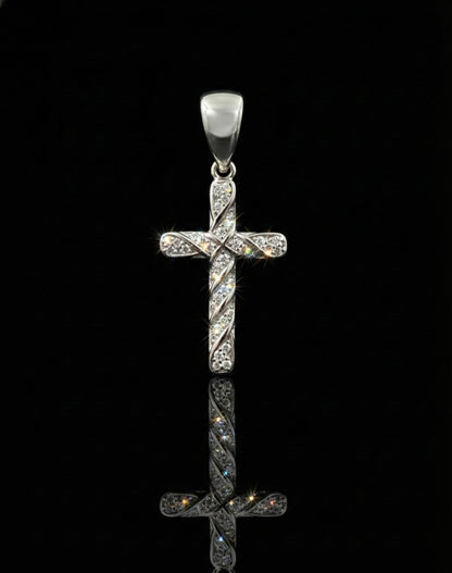 Iced Twisted Moissanite Cross Pendant