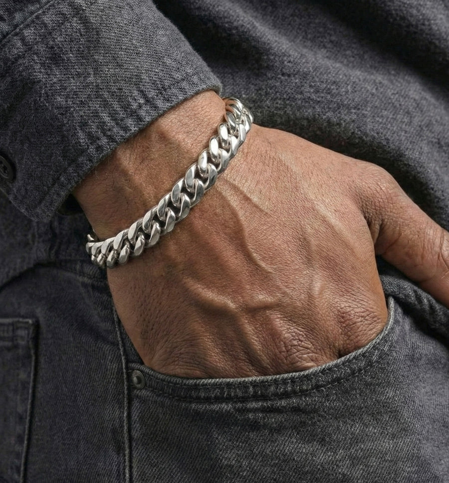 10MM Miami Cuban Bracelet In 18K White Gold