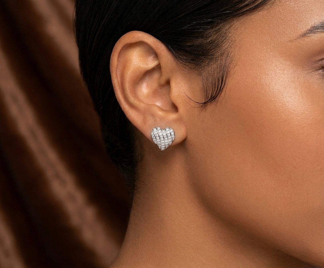 Moissanite Swirls Heart Earrings