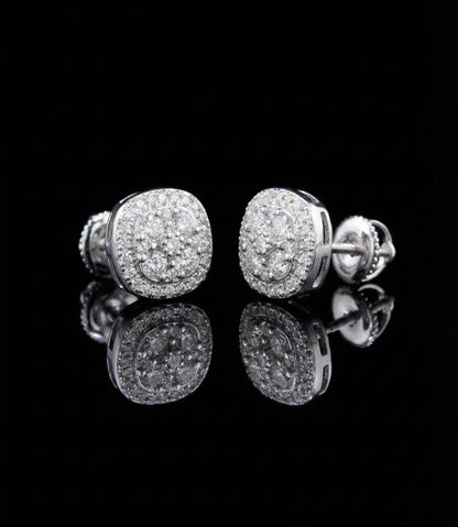 Rounded Square Cluster Moissanite Earrings