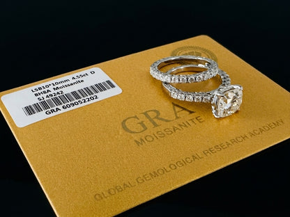7.7ct Cushion Cut Moissanite Bridal Set