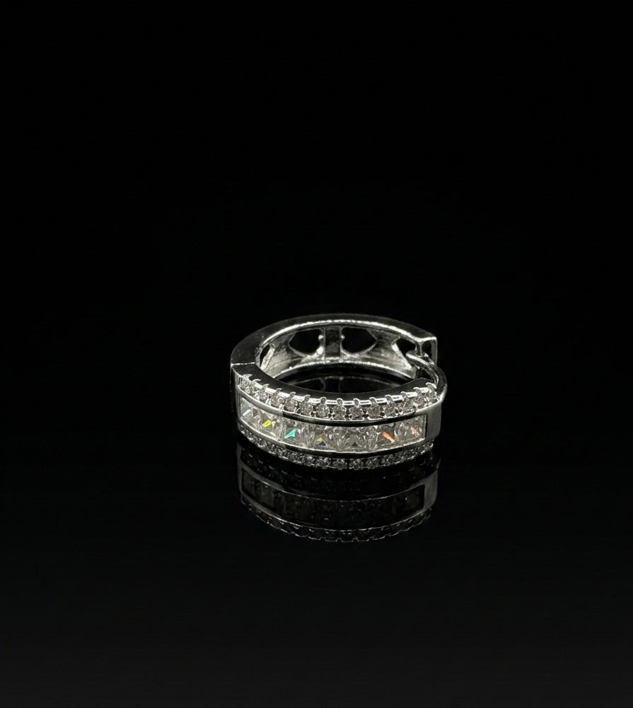 Princess Cut Moissanite Huggies Hoop Earrings