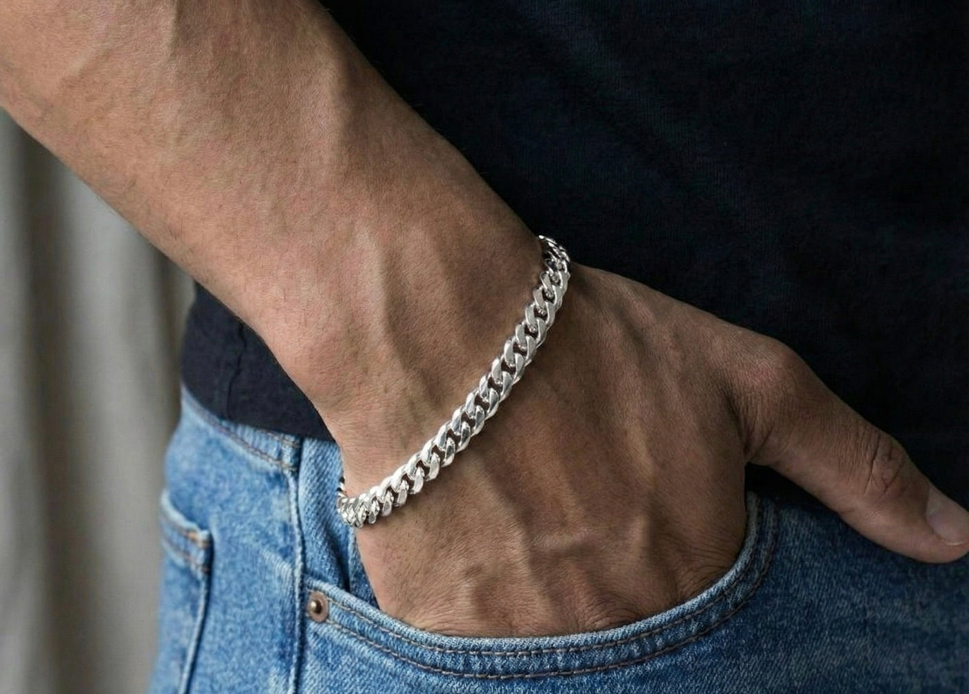 8MM Miami Cuban Bracelet In 18K White Gold