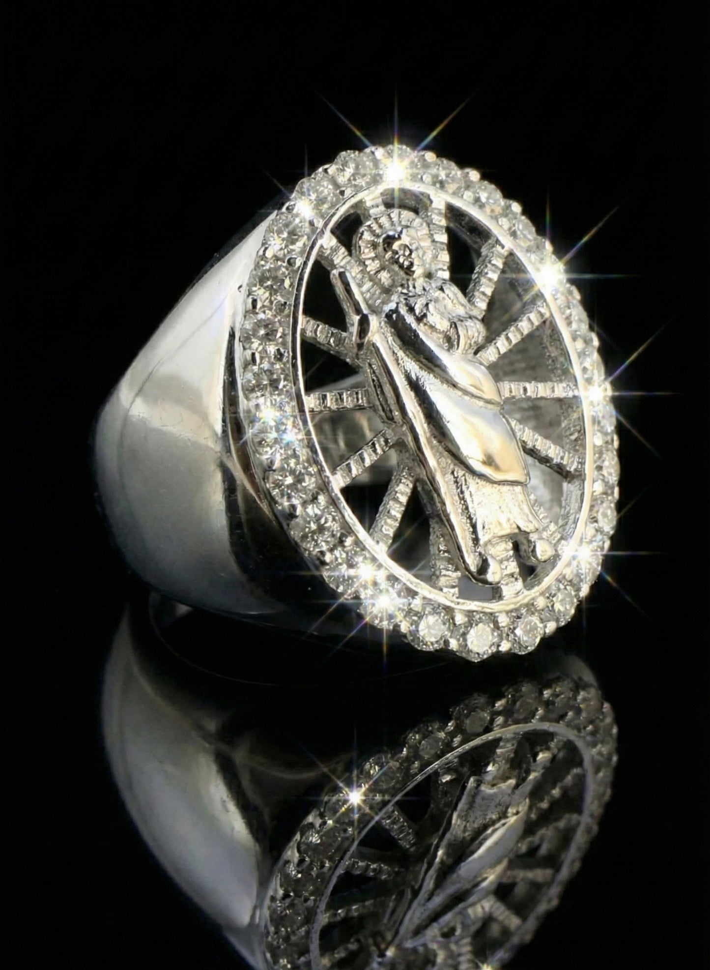 Saint Jude Moissanite Ring