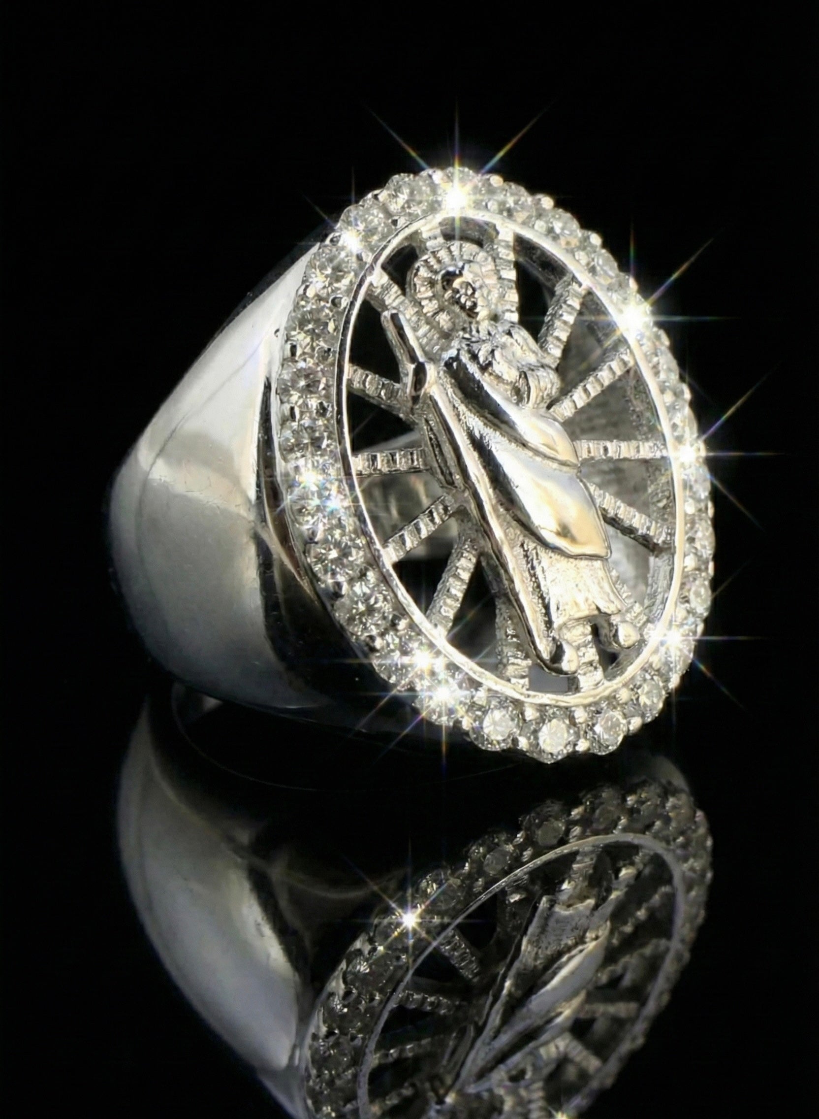 Saint Jude Moissanite Ring