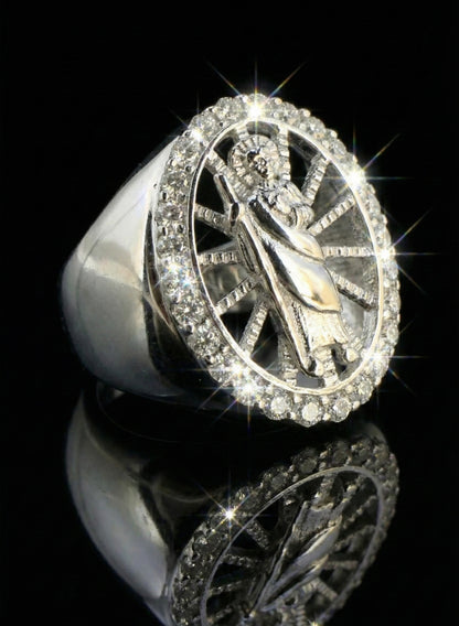 Saint Jude Moissanite Ring