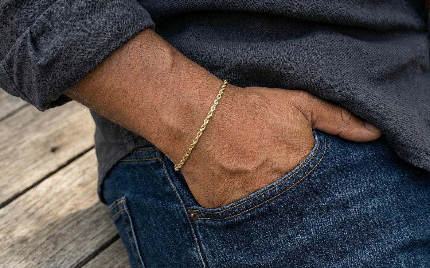 3mm Rope Bracelet in 18K Yellow Gold