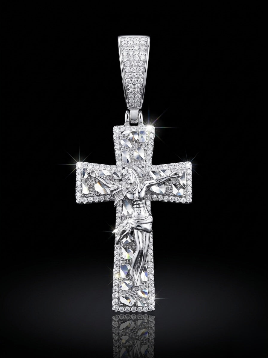 Diamond Cut Nugget Moissnite Cross