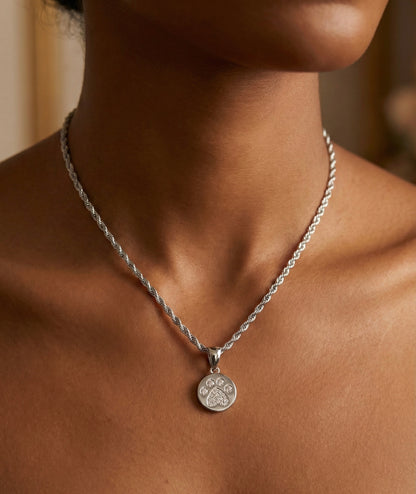 Paw Print Heart Moissanite Pendant