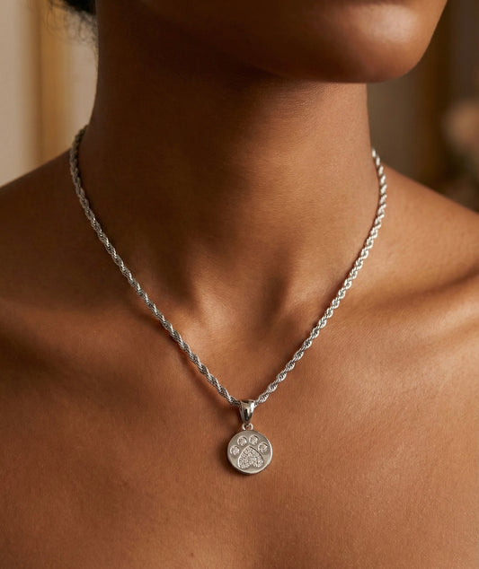 Paw Print Heart Moissanite Pendant