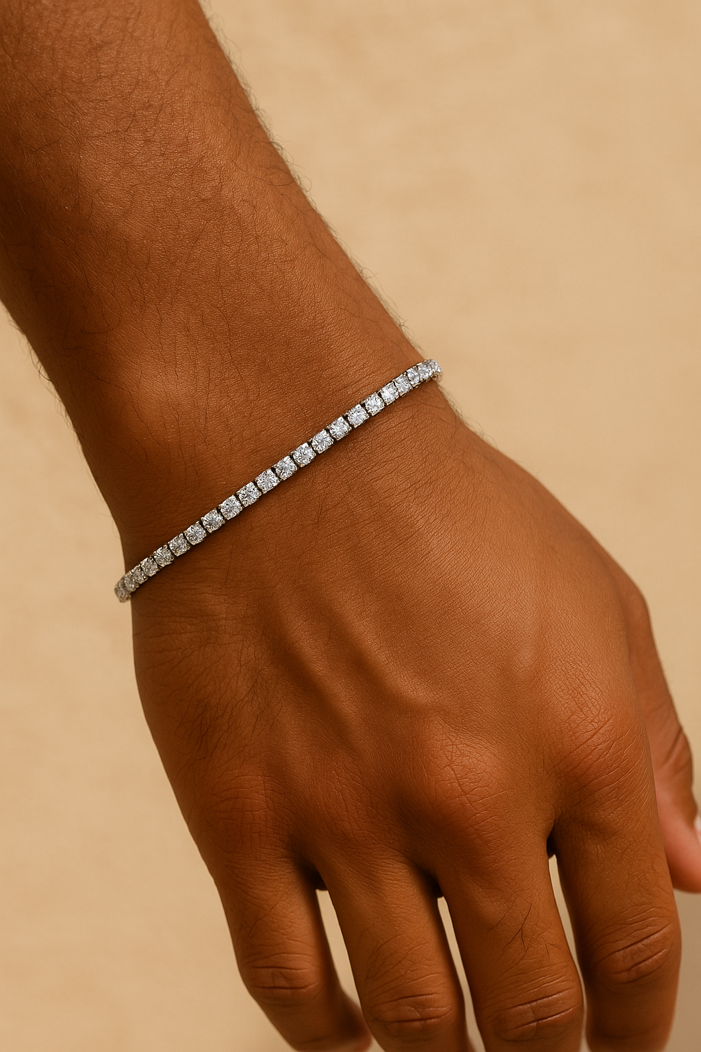 Moissanite in 18K White Gold Over Sterling Silver 3MM Tennis Bracelet