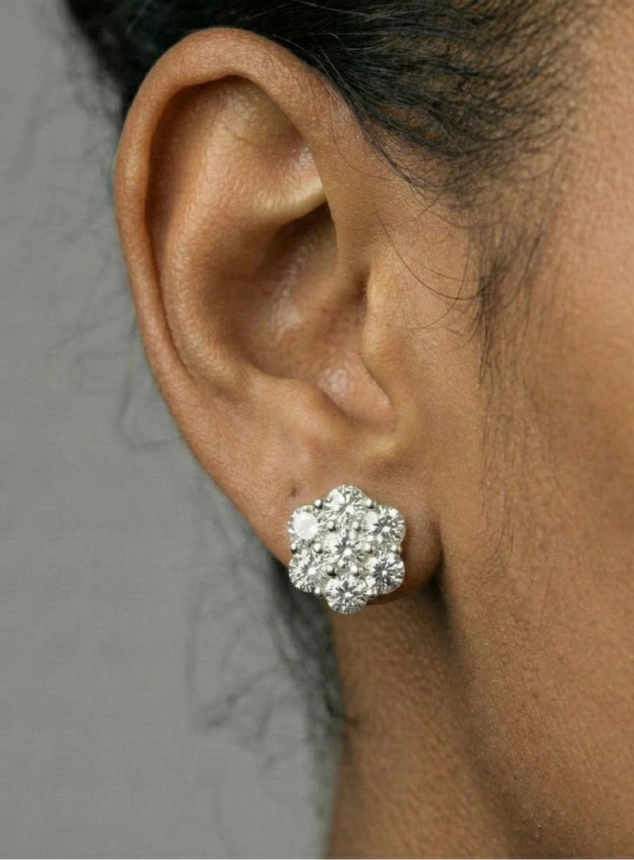 10MM Flower Cluster Moissanite Earrings