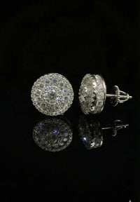 Iced Out Round Halo Cluster Moissanite Earrings