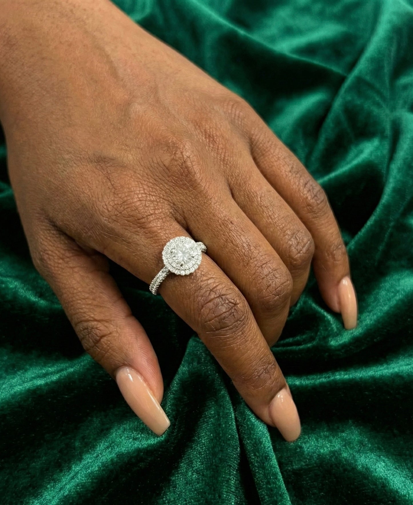 Stepped Halo Wedding/Promise Moissanite Ring
