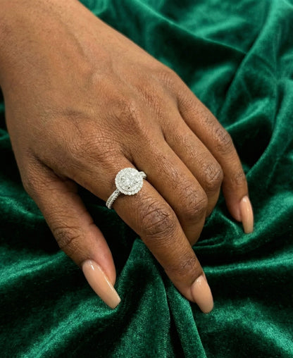 Stepped Halo Wedding/Promise Moissanite Ring