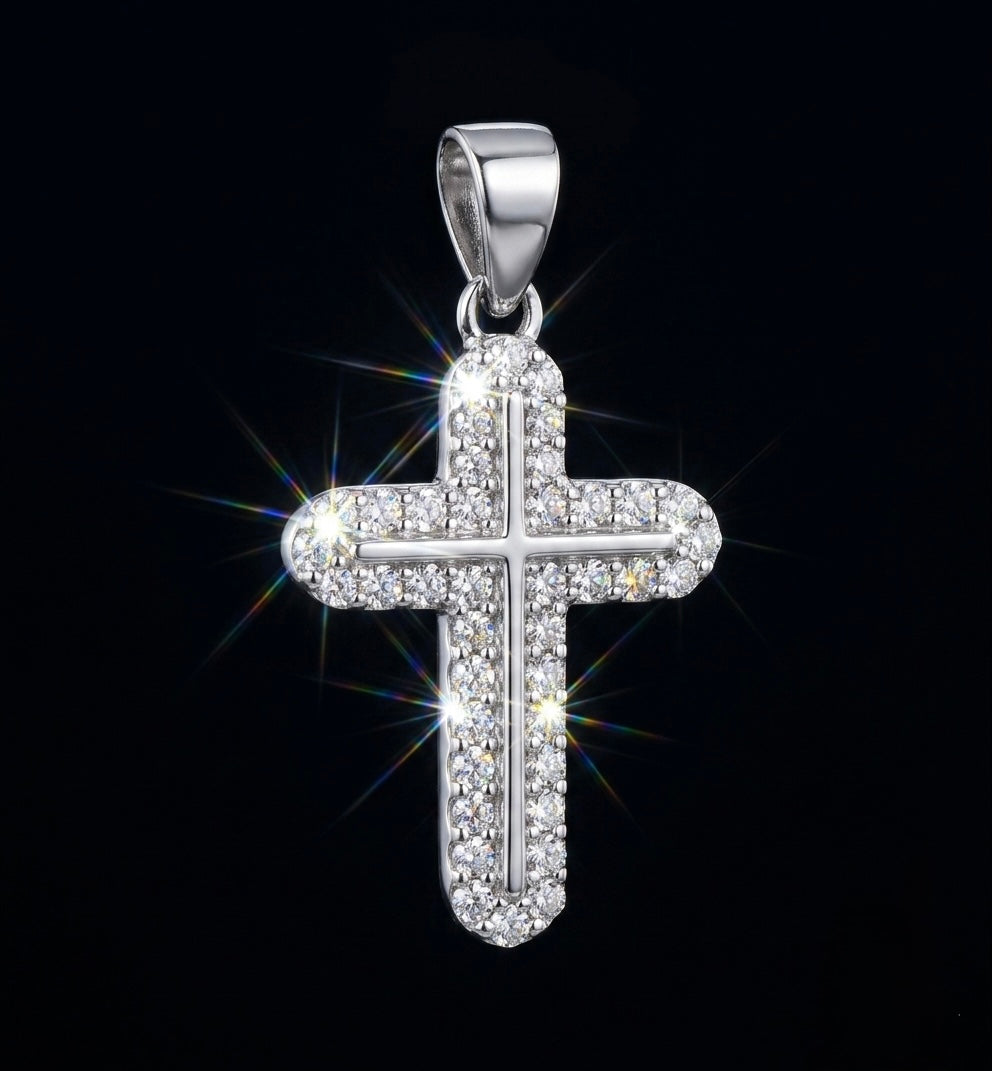 Moissanite Tiny Cross Pendant
