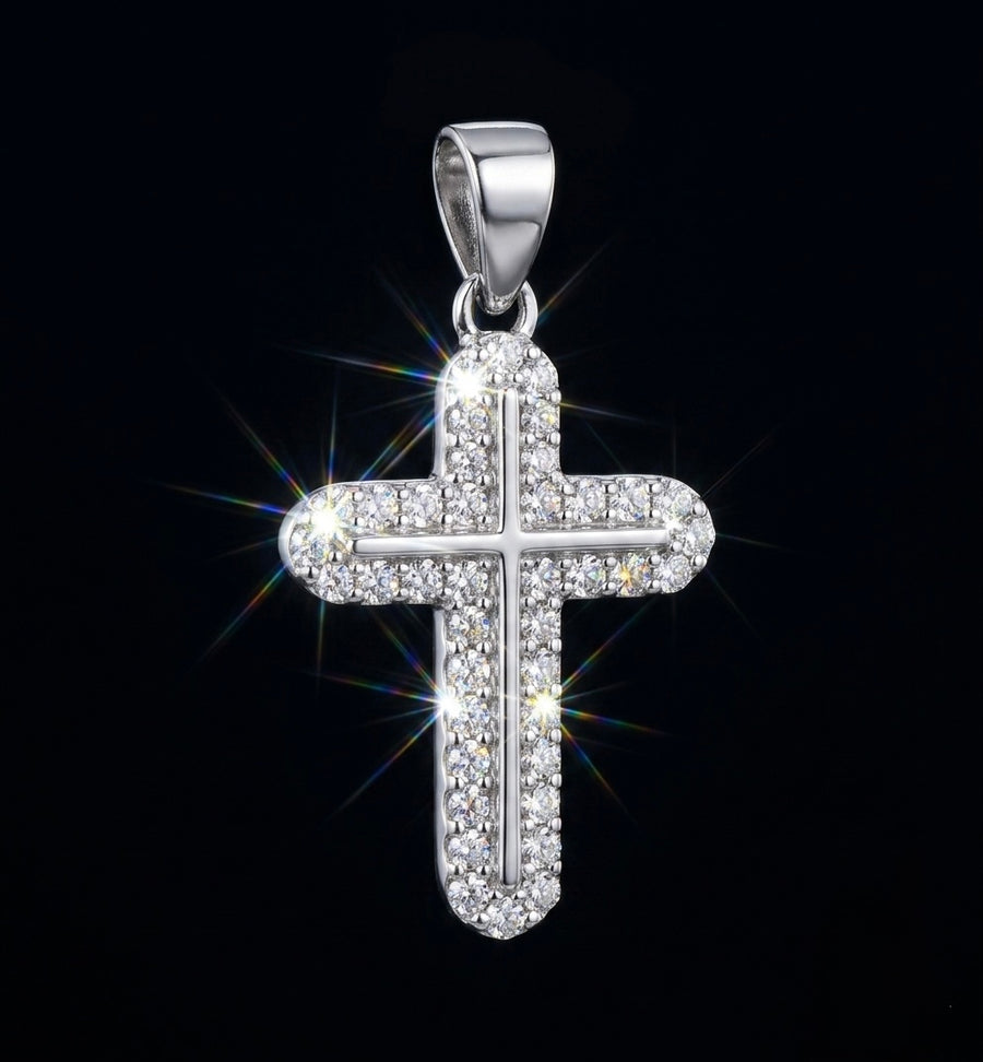 Moissanite Tiny Cross Pendant