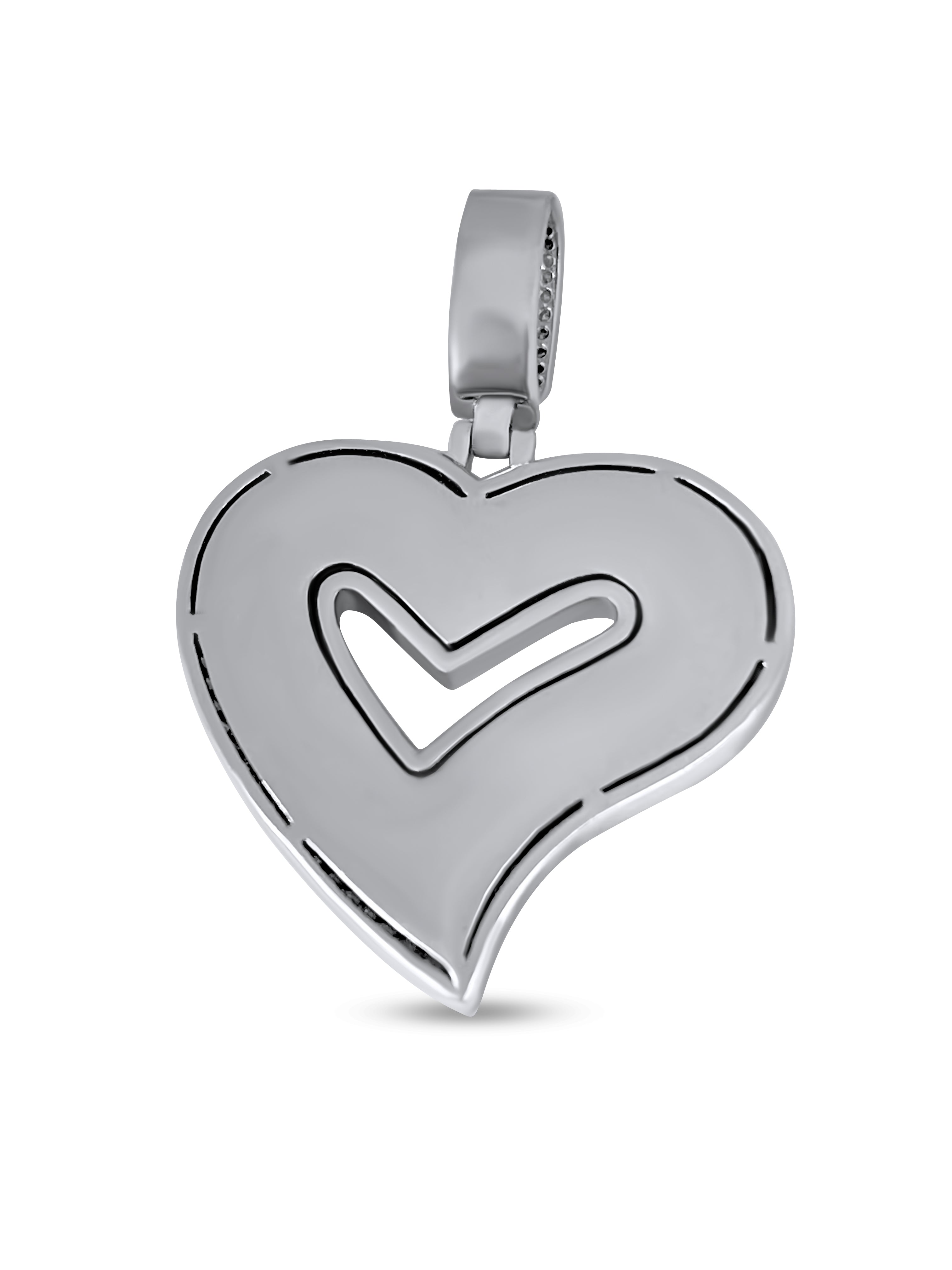 925 Sterling Silver and Moissanite Heart Pendant