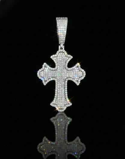 Moissanite Iced Out Flared Cross Pendant