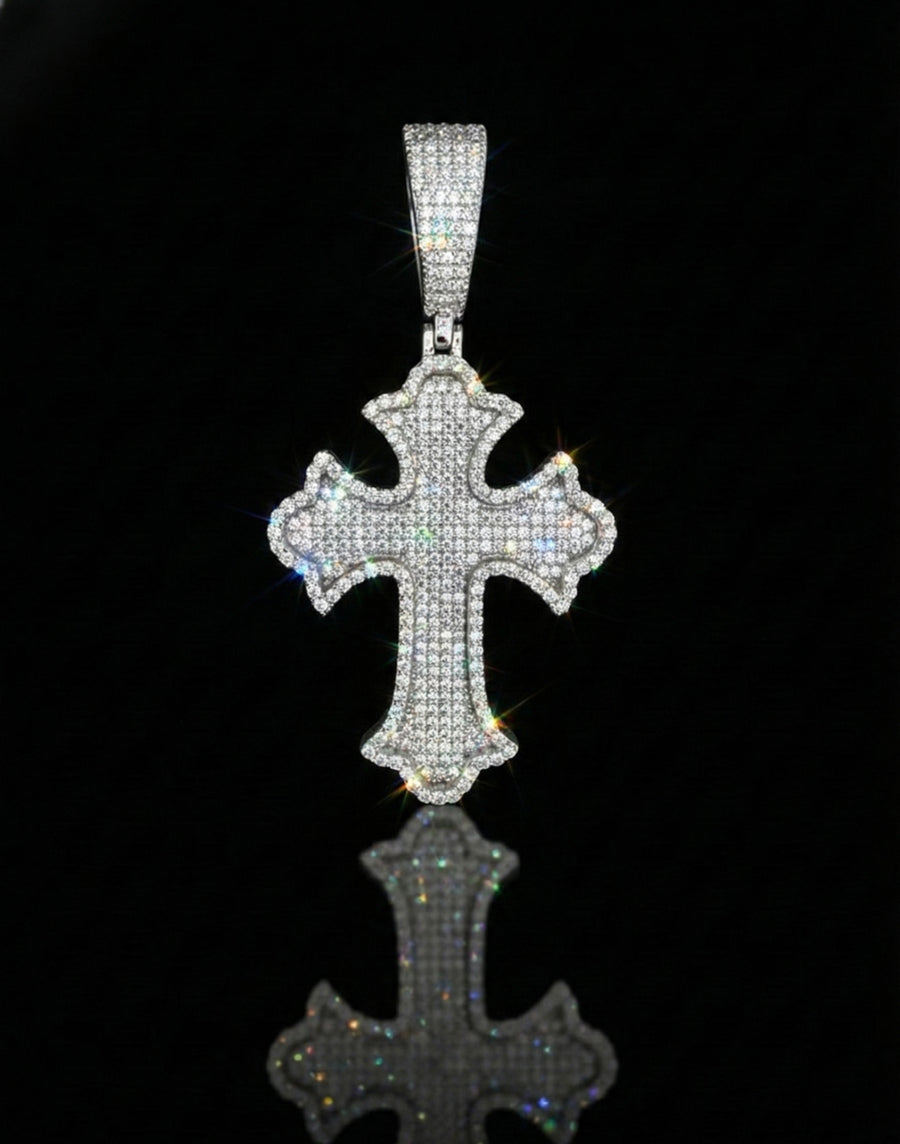 Moissanite Iced Out Flared Cross Pendant