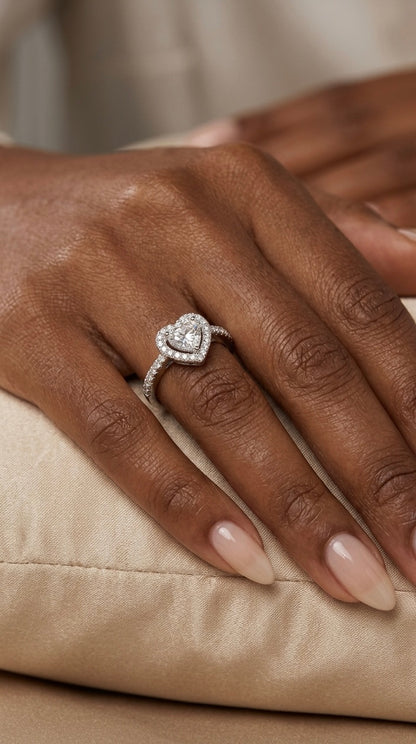 Halo Heart Moissanite Wedding/Promise Ring