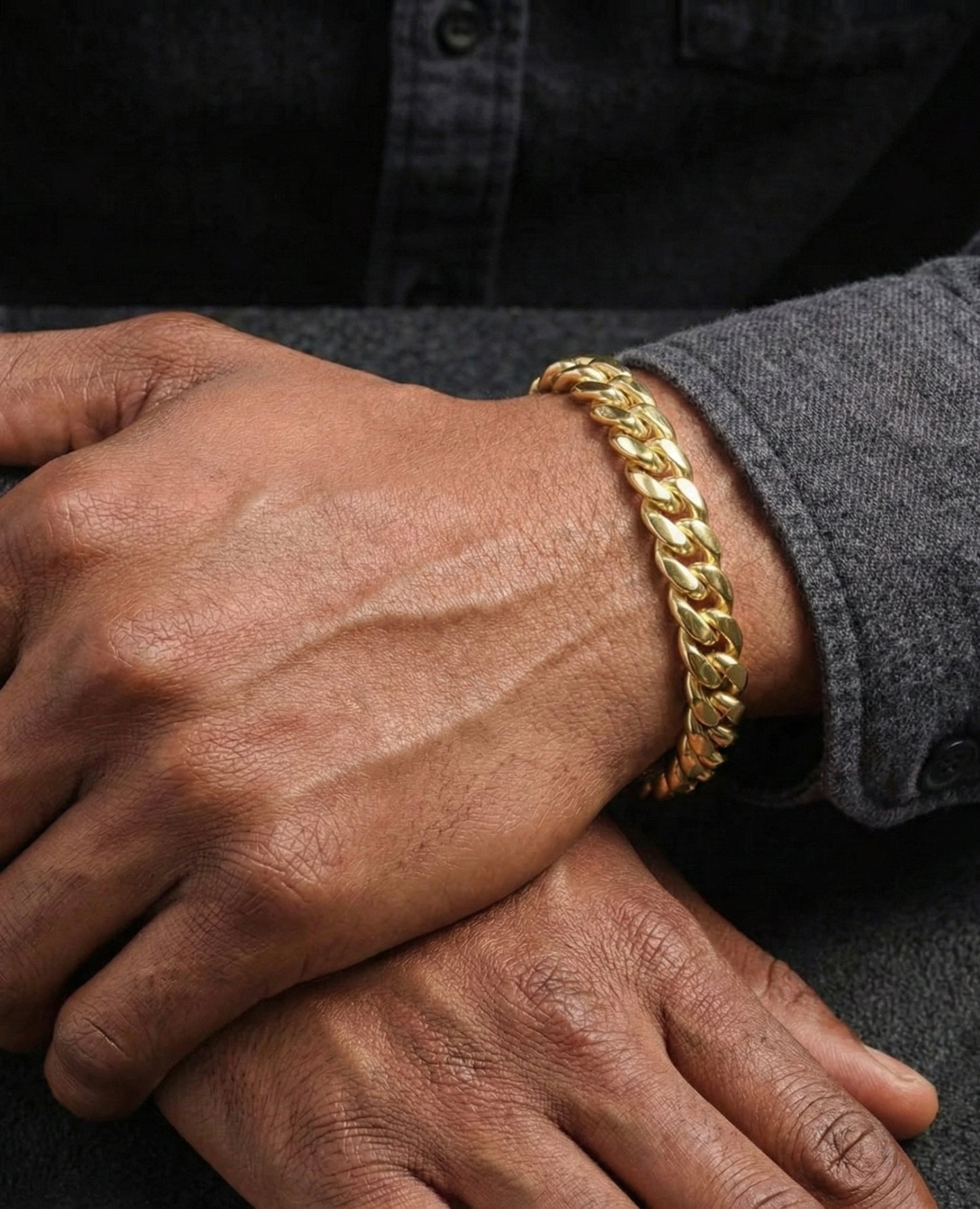 10MM Miami Cuban Bracelet In 18K Yellow Gold