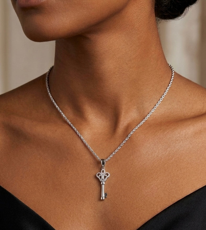 Butterfly Wings Key Moissanite Pendant