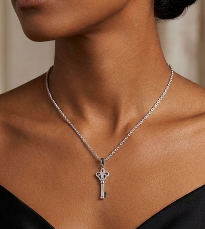 Butterfly Wings Key Moissanite Pendant