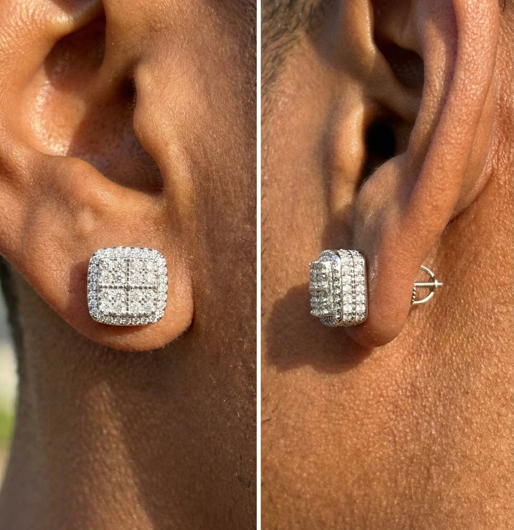 Iced Out Cube Moissanite Earrings