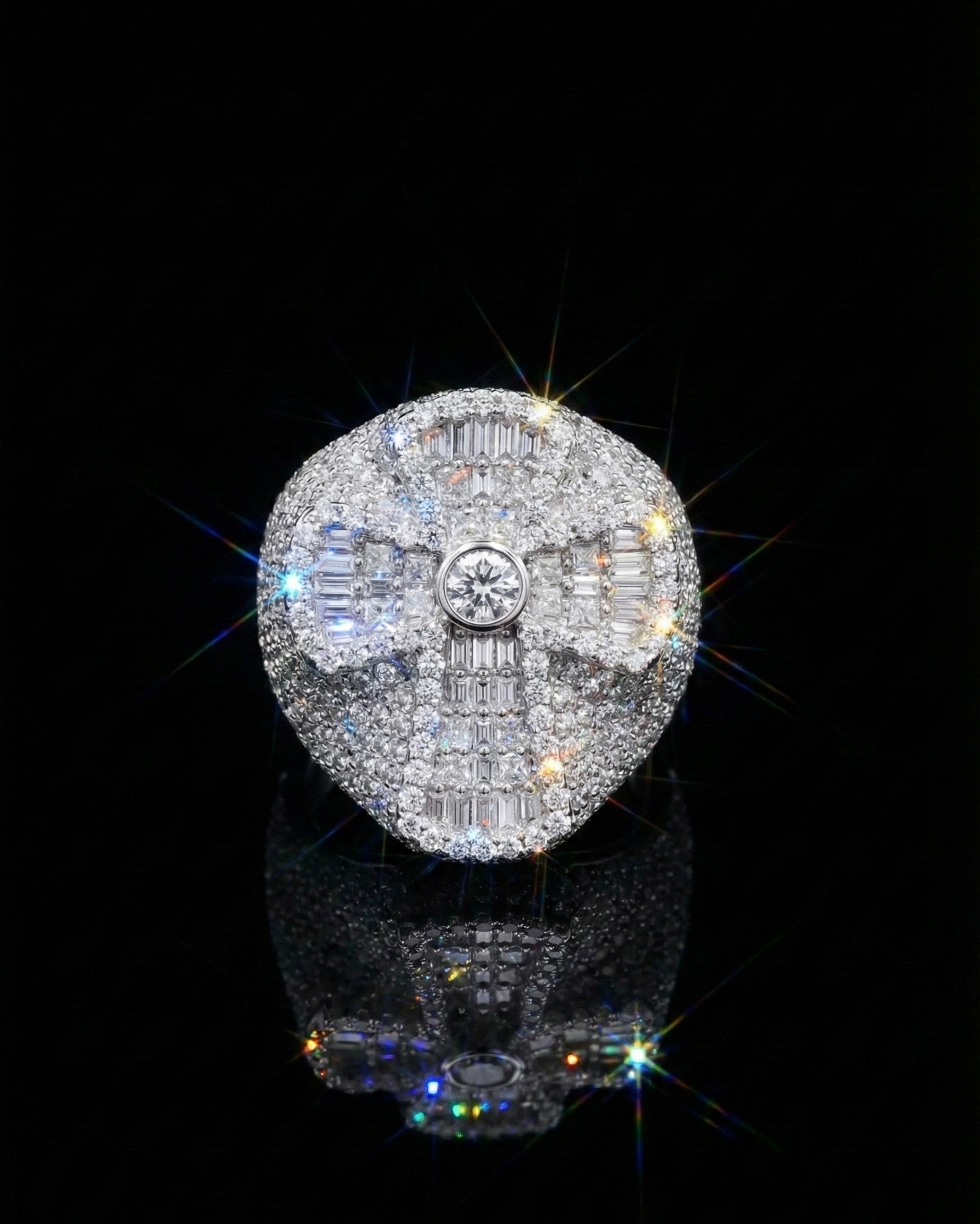 Iced Out Baguette Cross Moissanite Ring